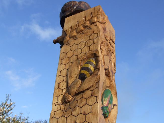 Handcarved Wooden Bug Totem Pole