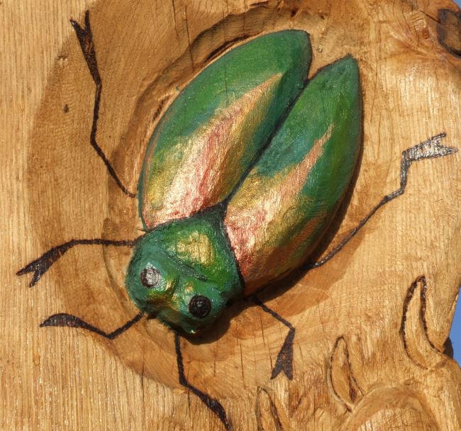 Handcarved Wooden Bug Totem Pole
