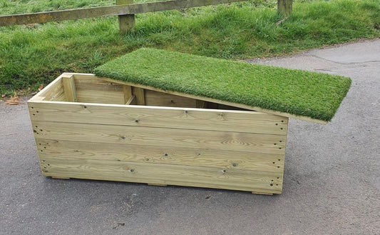 wooden playground storage seat