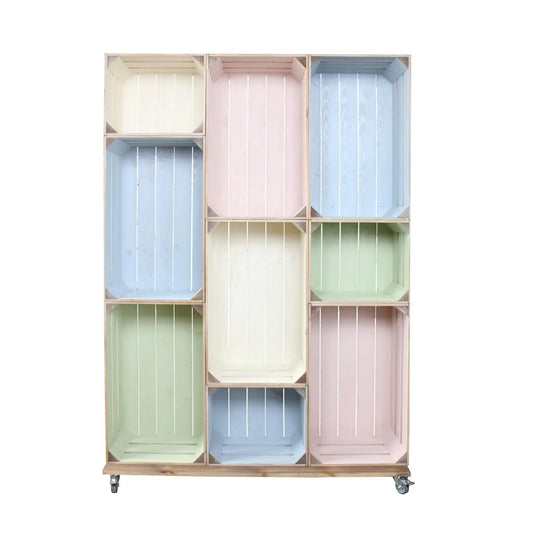 Mobile Crate Display Unit - Pastel Colour Burst