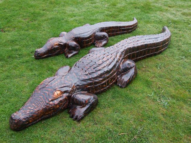 Large Wooden Crocodile Sculpture