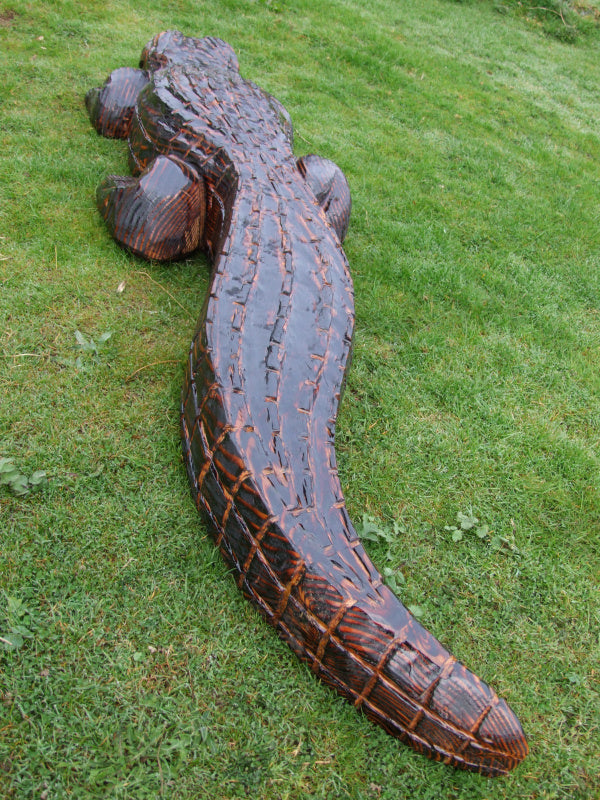 Large Wooden Crocodile Sculpture