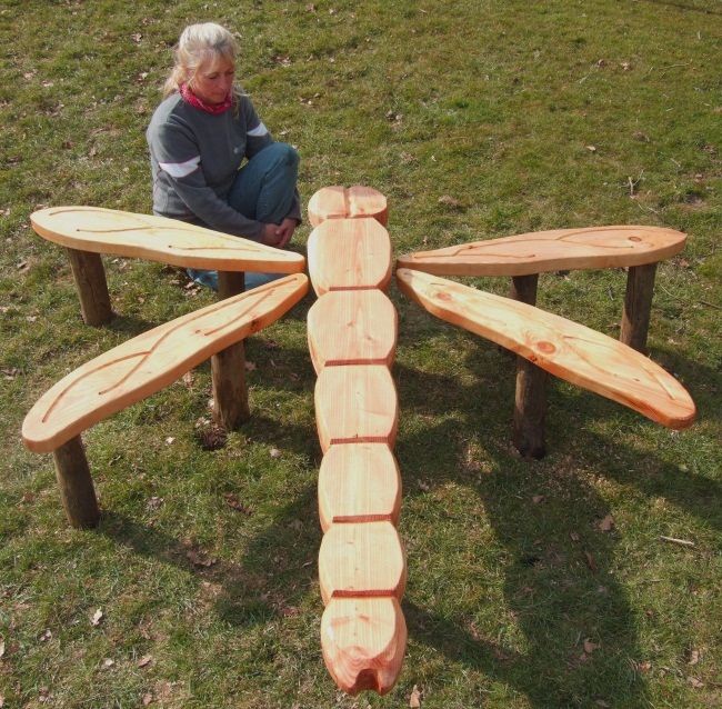 Wooden Dragonfly Play Sculpture