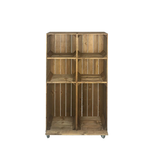 Mobile Crate Display Unit - Rustic Brown