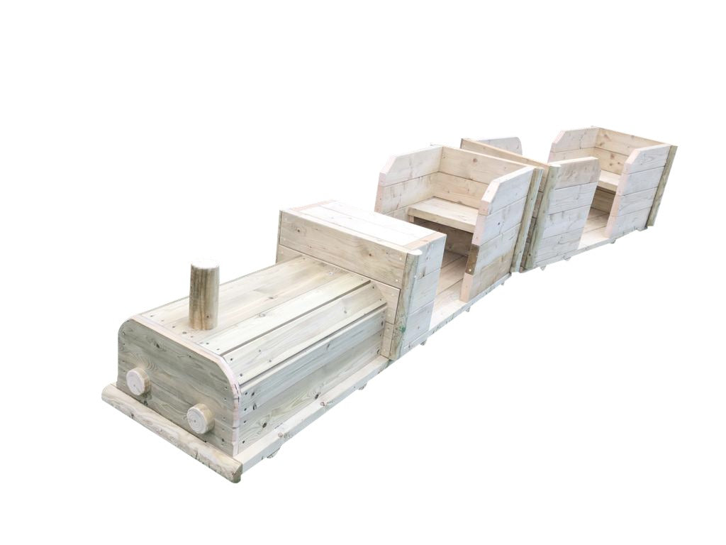 Wooden Outdoor Play Train And Carriage